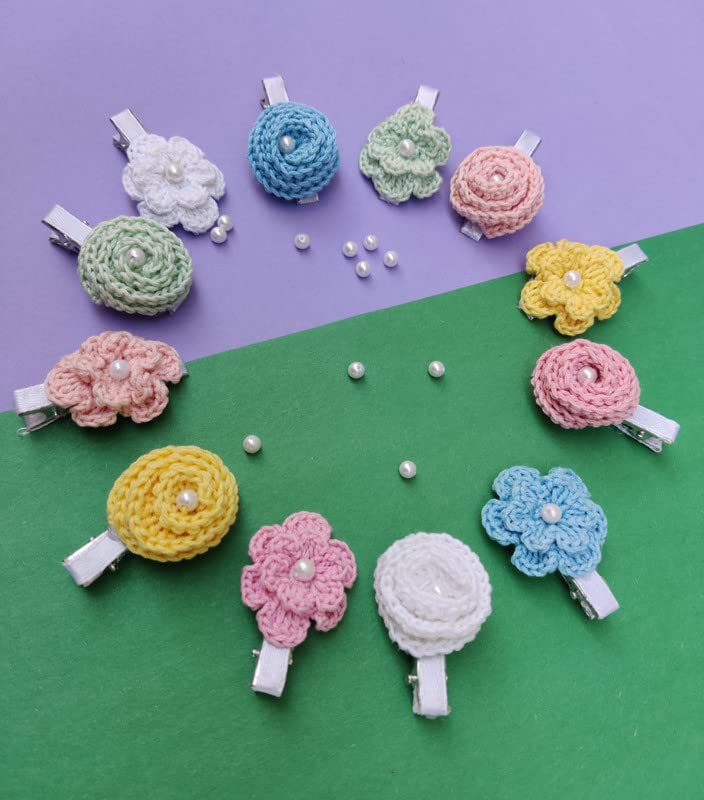 Image of Prapti Handicrafts Crochet Flower Baby Girl Eligater Hair clips Hairpins For Girls Hair Accessories Kids