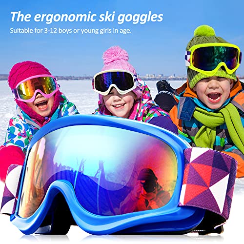 Tyuodna Kid Ski Goggles, 100% UV Protection Anti-fog Skiing Snowboard Goggles - Image 2