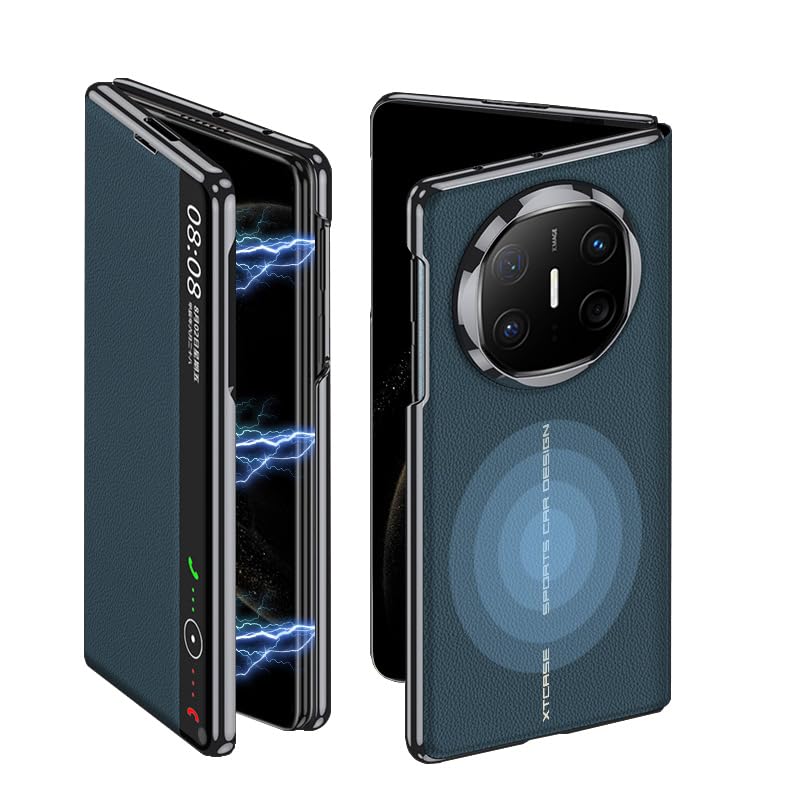 Coque en cuir Huawei Mate X6 housse intégrale luxe bleu