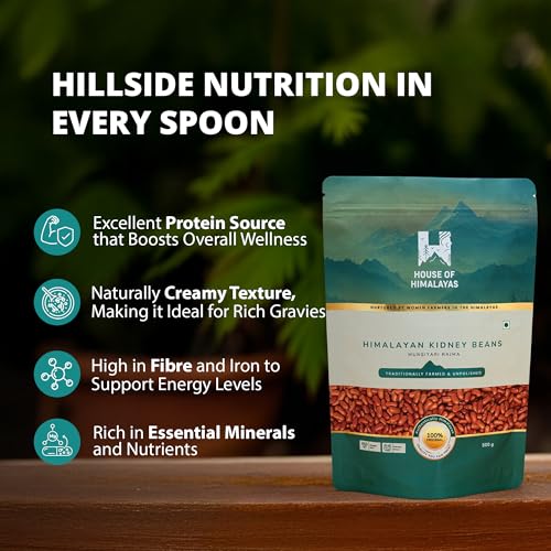 Image of House of Himalayas Munsiyari Rajma 1Kg (500g x 2), White Kidney Beans from Himalayas, Unpolished, Quick Boiling and Creamy Texture, High Protein and Fibre, GI-Tagged