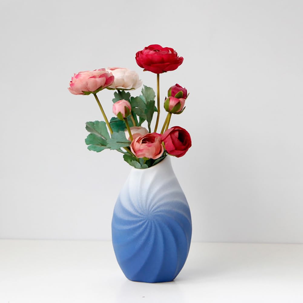Ceramiczny wazon, gradient biały niebieski minimalistyczny dekoracja domu prostokątny kształt do suchych kwiatów roślin doniczkowych ślub dekoracja stołu nowoczesne wazony (A)