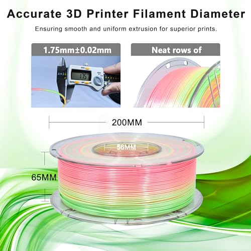 Image of iBOSS Silk Triple Color PLA+ Filament, No Warp Enhanced Toughness PLA Plus 3D Printer Filament 1.75 + /- 0.02mm, Shiny Silk Texture, 1KG Spool (2.2 lbs), PLA PRO Peach Filament (Red Orange Green)
