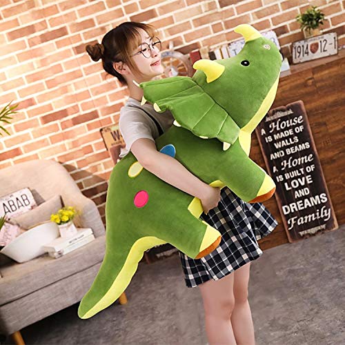 Simulazione Creativa Triceratopo Peluche Giocattolo Morbido Dinosauro Cuscino Bambola Animale Farcita Decorazione Della Casa Per I Bambini Regalo Di Compleanno 100 cm Rosa