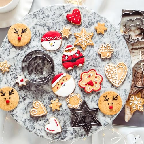 Image of Cookie Cutter Stainless Steel Cookie Cutter with 4 Shape 3 Sizes Heart Round Star and Flower, 12 Pieces
