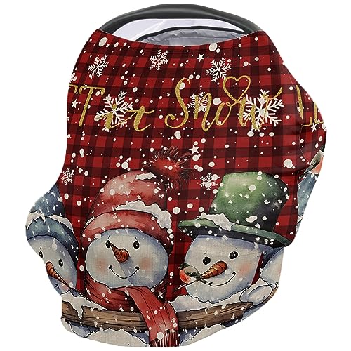 Nursing Cover for Breastfeeding Scarf, Merry Christmas Snowman Smiling Baby Car Covers Super Soft Multi Use for Canopy Shopping Cart Cover Blanket Stroller Cover