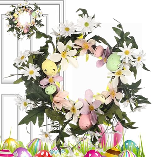 demaxiyad Corona di uova di Pasqua, decorazioni per ghirlanda di Pasqua - Corona di porta di Pasqua artificiale con uova pastello e ramoscelli misti, decorazioni di Pasqua per la festa alla