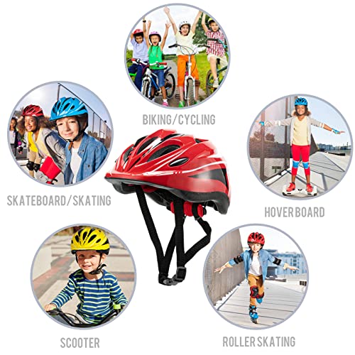 Kids Bike Helmet Protective Gear, Toddler Helmet Safety Set, Bicycle Skateboard Helmet Equipage. Multiple Colour Suitable For Boys And Girls 5-16 Years (Red) #TOP5