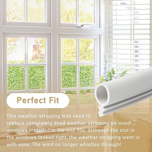 Apopip 1/4\" Window Weather Strip Seal Weatherstrip Mount Slot Seal, Window Weatherstrip Seal 100\' Length, White
