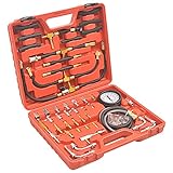Teenpull Druckprüfer-Set für Kraftstoffeinspritzung mit Kupfer, Gummi und Kunststoff, 70-teiliges Handwerkzeug Set mit Koffer, Adapter und Manometer 0-10 bar, geeignet für PKW, LKW, Werkstatt