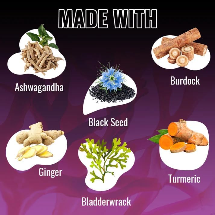 Miniatura 4 de Vitamatic Musgo marino con aceite de semilla negra, Ashwagandha, cúrcuma, vejiga y bardana - 180 cápsulas veganas