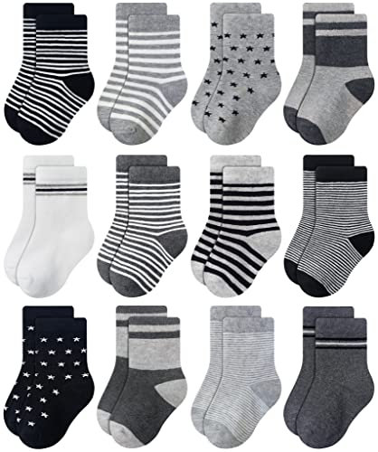 Image of RATIVE Cotton Crew Socks for Unisex Baby Infant Toddler Kids Boys Girls
