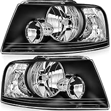 Headlight Assembly For Ford For Expedition 2003-2006 Black Housing Clear Reflector Clear Lens Driver and Passenger Side Headlamp