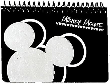 Disney Mickey Mouse Black Spiral Autograph Book - Silver Head 5.5"Wx4.2"L black