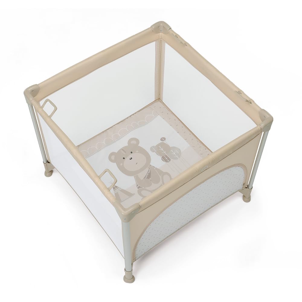 Foppapedretti Faltbares Laufgitter Jubox, für Kinder von der Geburt bis 36 Monate, tragbar mit Tasche, gepolsterte Matte, geschützte Ecken mit Bezug, 93 x 93 x 78 cm, Augh