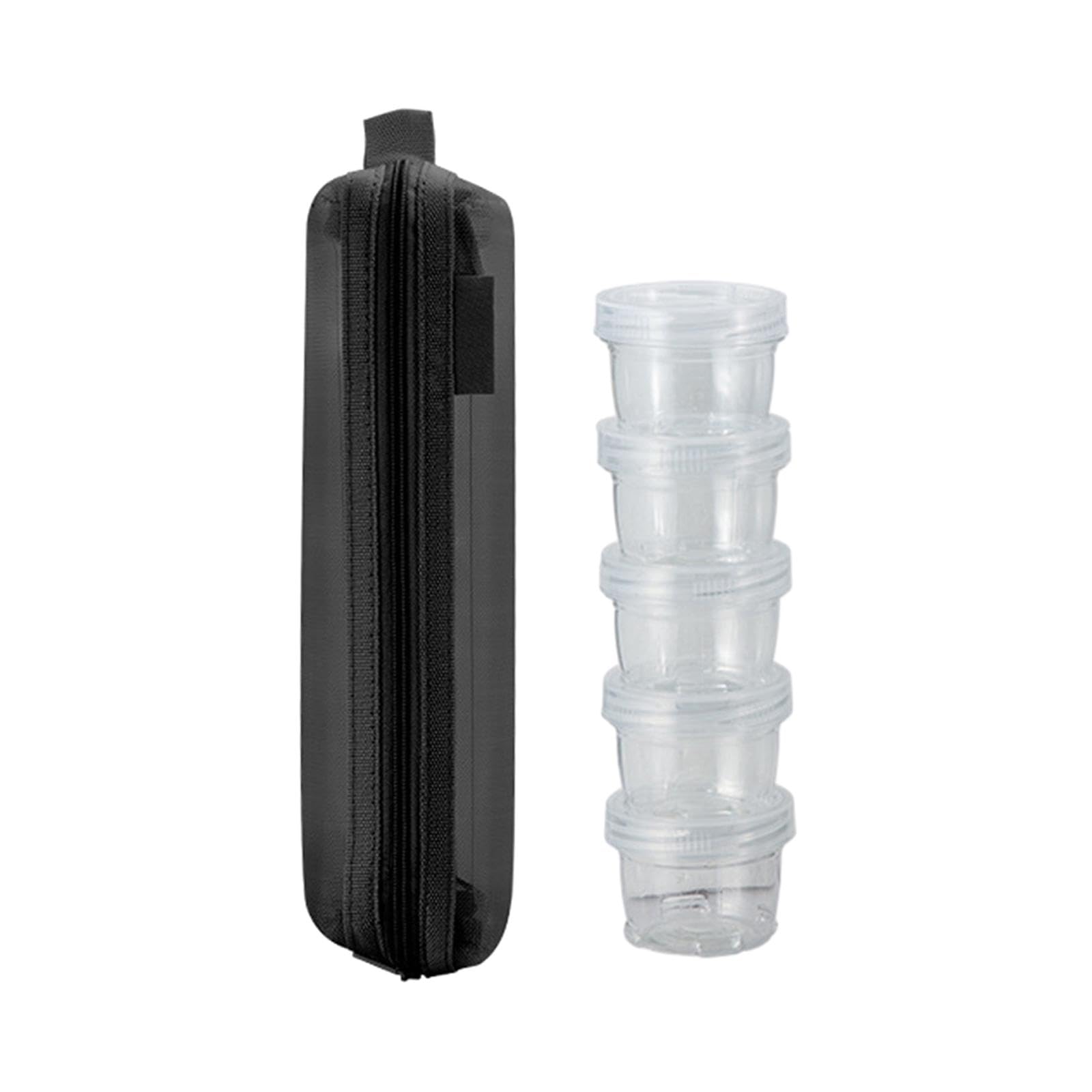 VELURA 5 Pieces Camping Seasoning Box Clear Spice Bottle Set Stackable Spice Holder Black|5 Pieces Seasoning Bottles| Spice Jars & Racks| Kitchen, Dining & Bar |Home & Garden