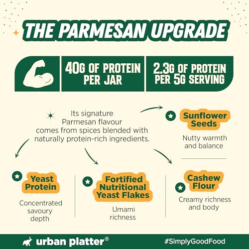 Image of Urban Platter Keto-friendly Parmesan Cheese Seasoning, 100g (High-Protein, Umami-Rich Cheesy Sprinkle for Pasta, Popcorn & Salads)