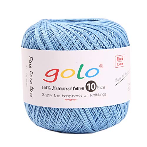 Image of golo Crochet Thread Size10 Crochet Yarn for Hand Knitting Sky Blue 305
