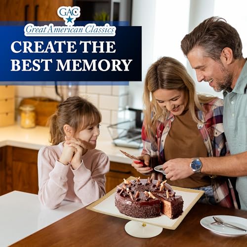 Square Cake Stand – 13-Inch Tempered Glass Cake Holder with Gold Trim, Chip-Resistant, Durable & Dishwasher Safe, Dessert Stand for Parties, 6-Inch High - Image 3