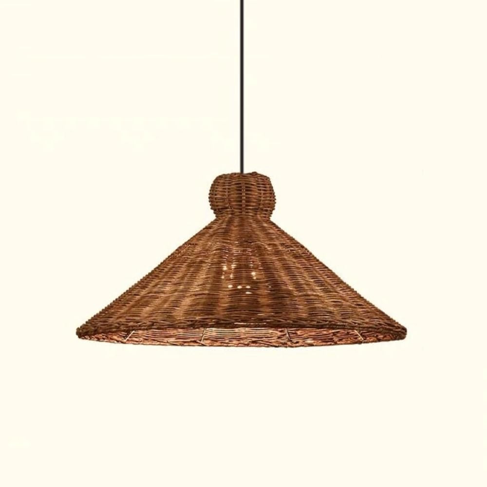 CHUNGYANG Retro Restaurant Pendant Light Wabi Sabi Wind Rattan Pendant Lamp Rustic Kitchen Hanging Lighting Hand-Woven Tea Room Lighting Fixture Adjustable Height Pastoral Rattan Hanging Chandelier