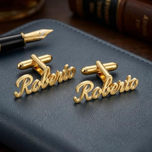 Image of Personalized Full Name Cufflinks for Men and Women | Custom Engraved Name Cuff Links | Groom Wedding Jewelry | Unique Personalized Gift for Him and Her