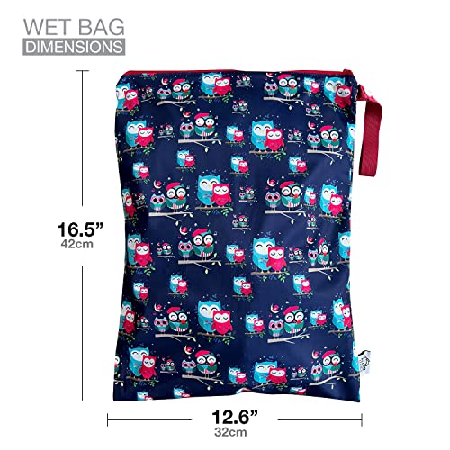 Flock Three Washable And Reusable Wet Bag Diaper Bag Water Resistant Swimming Bag Pouch, Yoga Gym Bag, 12.6'' X 16.5'' (Happy Owls) #TOP1