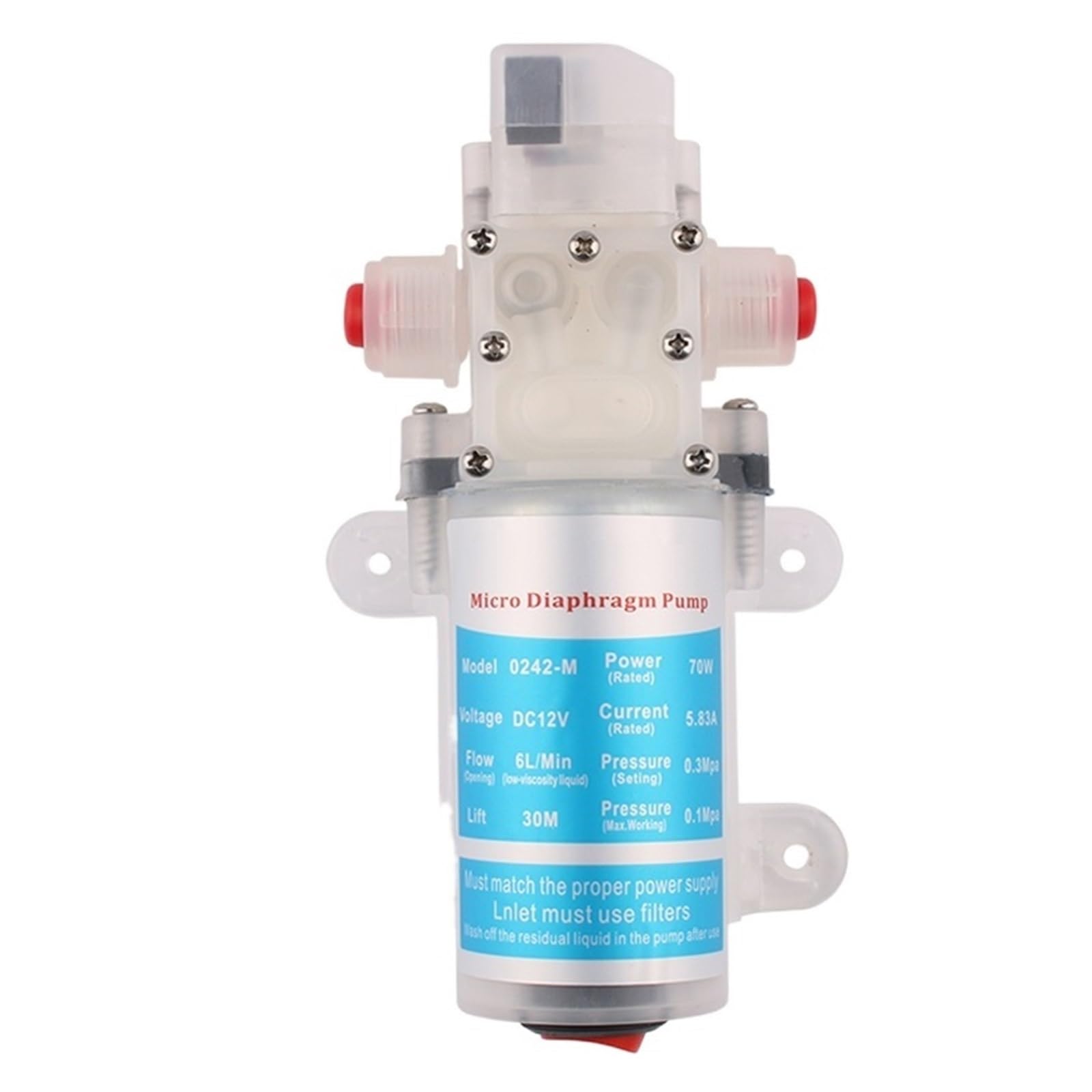 Cczrd 70W Pump Miniature Diaphragm With Switch Food Grade Alcohol Water Pump 70W 80W Sanitary And Stable Self-Priming Dc 12V Small Smooth Operation Flow Steady Reliable(70W Pump)