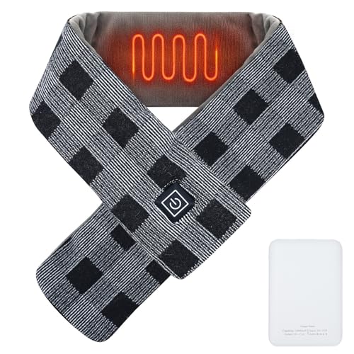 Heated Scarf, Heated Neck Wrap Rechargeable Heating Pad for Neck Pain Relief Cordless Heating Pad with 3 Heating Levels for Women Men Cordless Portable Heated Neck Scarf Electric Heated Neck Warmer