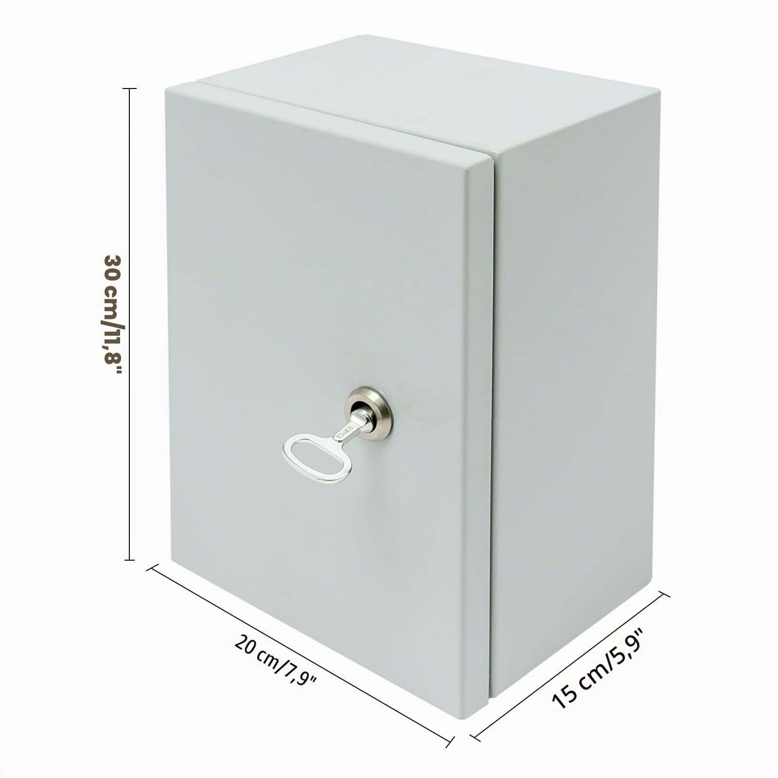 Armadietto per quadro elettrico in acciaio inox, 20 x 15 x 30 cm, alloggiamento ermetico per elettricità, IP65, 1000-1200 °C, montaggio a parete con serratura, armadietto metrico per cablaggio esterno