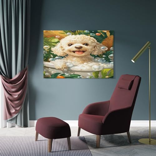 Toile Bichon Frise premium tableau décoration murale salon de qualité
