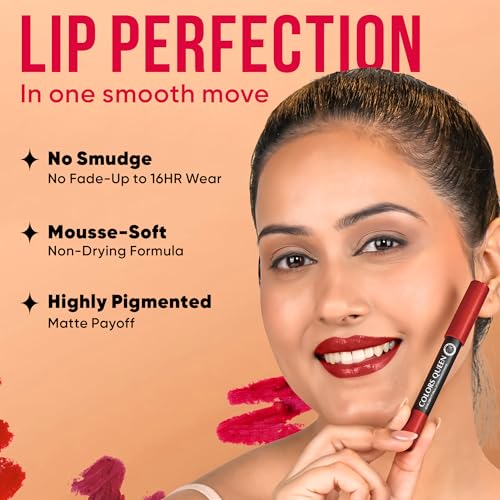 Image of Colors Queen Color It All Long Lasting Crayon Lipstick | Up to 18 Hours Stay | Creamy Matte Finish | Waterproof & Light Weight| Smudge Proof & Non-Transferable | Lipstick for Women (Confident,3.5g)