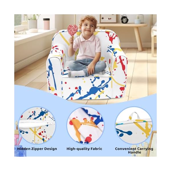   Cuddly-Toddler-Chair-Kids-Snuggly-Soft-ArmchairKids-Sofa-Chair-with-Washable-and-Removable-CoverToddler-Foam-Chair-with-Friendly-Carrying-Handle-Reading-Couch-for-Boys-and-Girls