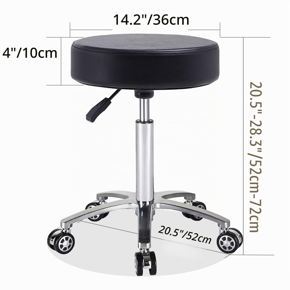 Rollhocker Höhenverstellbar Hocker Mit Rollen Drehhocker Arbeitshocker Bürohocker Sitzhocker (schwarz)