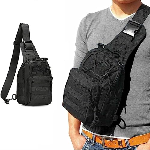 LEEMASING Tactical Chest Bag Backpack Men's Molle Crossbody Sling Messenger Shoulder Pack for Outdoor Sports, Hiking, Camping