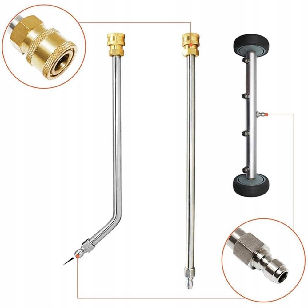 Rosfix Set Lancia Lavaggio Sottoscocca 275 Bar – 4 Ugelli 40°, Attacco Rapido 1/4", 2 Lance Inox | Pulizia Auto e Superfici | Accessorio Idropulitrice Alta Pressione