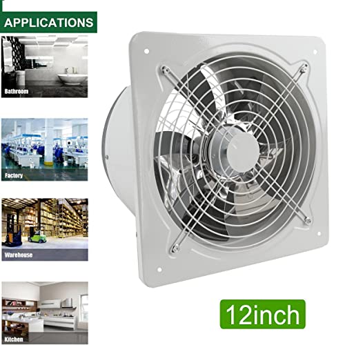 ECUTEE 120W 12 Küchenabluftventilator 2650 m³/h Abluftventilator 300mm Axialventilator Küchenabluftventilator Industrieller Metall Lüfter im Werkstätten, Hallen, Lagerhallen, Garagen Axiallüfter Weiß