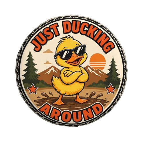 Image of Funny Duck Spare Tire Cover, Just Ducking Around Duck Printed Tire Cover for SUVs RVs Trailers Campers Trucks, Outdoor Spare Wheel Protector(16 inch for Diameter 29 inch-31 inch)