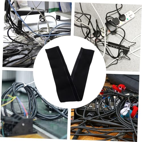 Funda flexible para gestión de cables para computadora y TV, organizador portátil negro para cables, envoltura y ocultador de cables para hogar y oficina, almacenamiento de cables bajo el escritorio miniatura 6