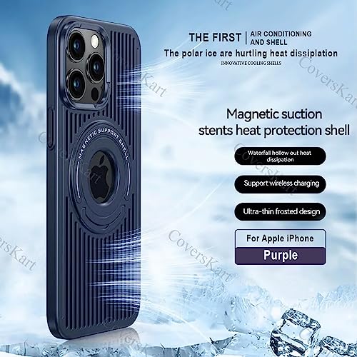 Image of Hybird Slim Armor Back Case Cover for iPhone 15 Pro MagSafe Heat Dissipation Kickstand | Magnetic Shell with Logo- View (Midnight Blue)