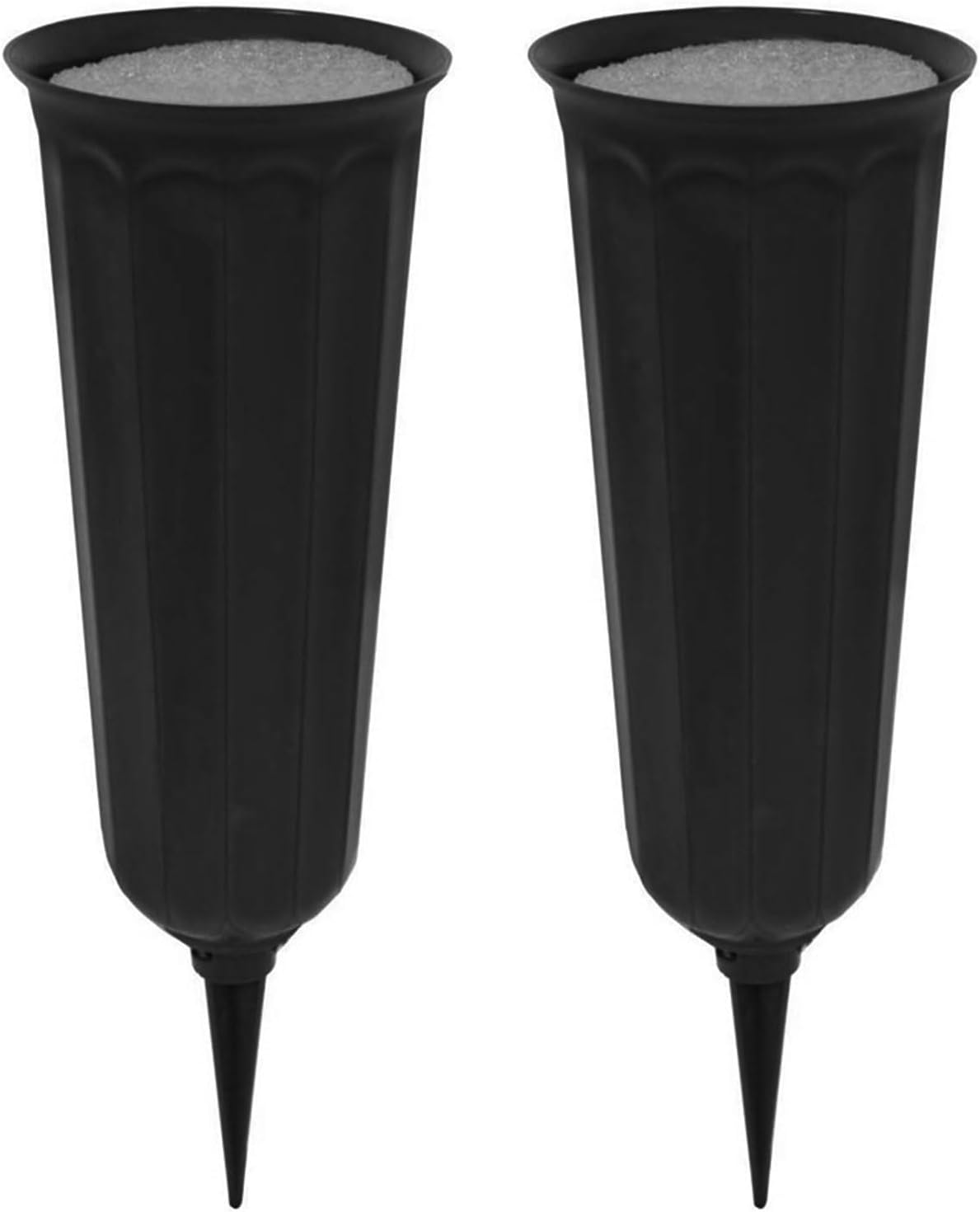 6Pcs Cemetery Vases Memorial Flower Holders with Spikes and Foam Inserts for Grave Decorations Outdoor