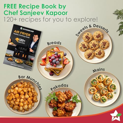 Image of Wonderchef Evita Digital Air Fryer, 1350W, 5 L, Rapid Hot Air Technology, 8 Pre-set Menus, Non-stick Basket, In-built Memory, Customised Time & Temperature Control, Fry, Bake, Grill, 2-Yr Warranty