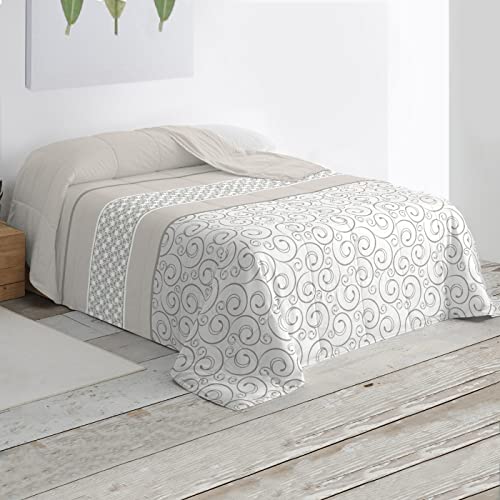 MERCURY TEXTIL- Edredón/Relleno Nórdico Estampado y Elegante para Invierno y Otoño de Fibra Hueca 400 gr/m²Transpirable, Suave y anti ácaros, 100% Poliéster. (Ondas Arena, Cama Matrimonio - 240x260cm)