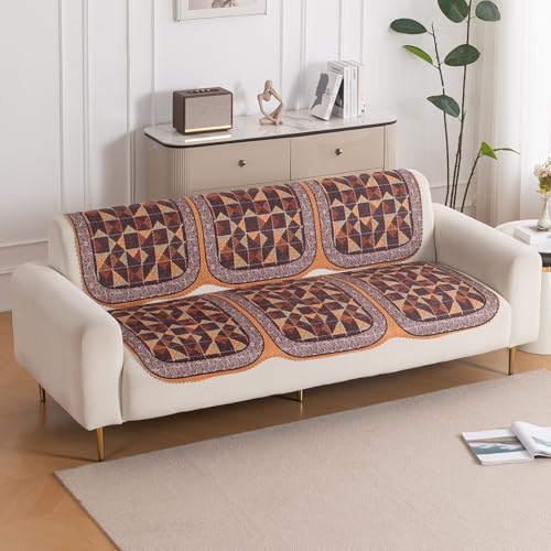 Image of HOKIPO HeavenHue Sofa Cover 3 Seater for Seat & Back, Rustic Mosaic