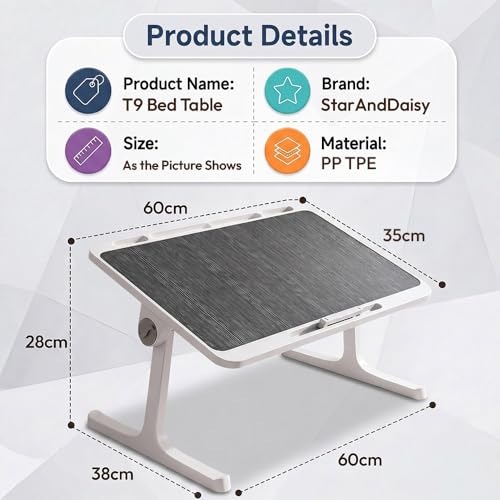 Image of StarAndDaisy Kids Study Table Foldable /Multipurpose Baby /Kids Bed Table for Laptop and Study /Laptop Table Stand with Adjustable Table top Angle Book /Tablet Holder -Black