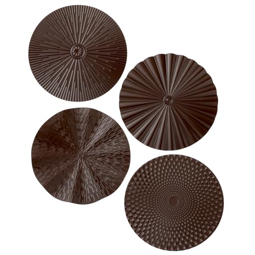 Hicarer 4 Pcs 12 Inch Metal Wall Art Decor Sunburst Hanging Metal Artwork Decor Wall Art Decorations for Home Living Room Office (Brown)