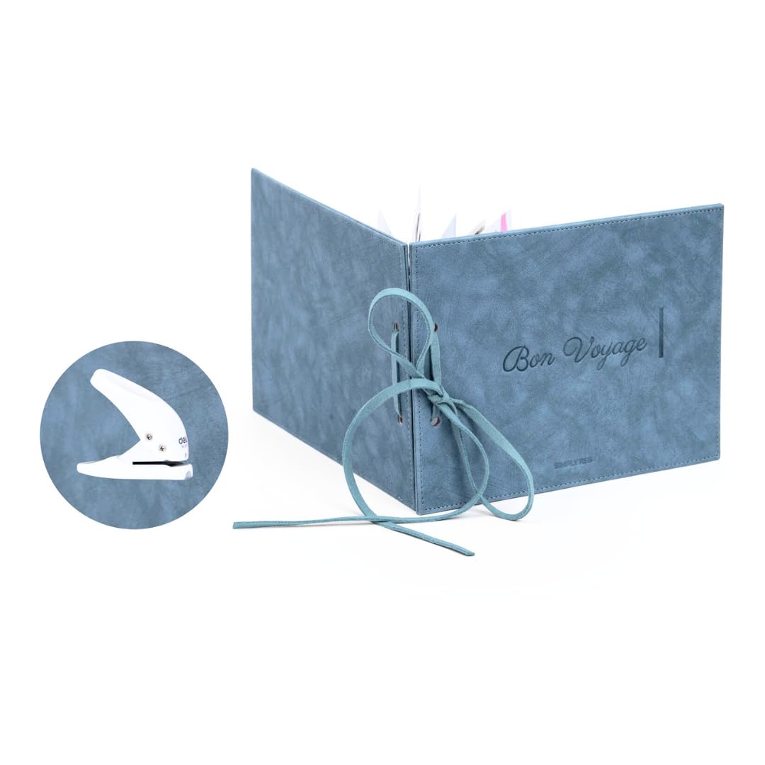 Vegan Leather Postcard Album - Transform Postcards into a Travel Keepsake, Frame & Organize (Bon Voyage)