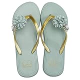 AX BOXING Zehentrenner Damen Flip Flops Sommer Sandalen Badelatschen Sandalen Strand Zehentrenner Rutschfest(Grün, 40 EU)