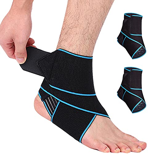 Yomaido 2 x Soporte de Tobillo para Hombre/Mujer, Tobillera para Esguince para la Fascitis Plantar, Antideslizante Correa de Soporte de Tobilleras Deportivo Ajustable Cover