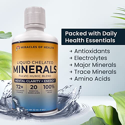 Miracles Of Health Liquid Chelated Minerals | 72+ Organic Major & Trace Minerals, 20 Essential Amino Acids thumb #2