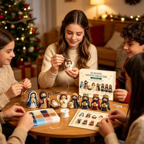 Kit de cuentas de Navidad Mimoqk ideal para decorar el hogar con un belén en 3D 2
