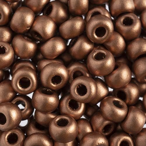 Preciosa Czech Seed Beads 32/0 (8mm) OpaqueMetallic Light Copper - 250g Bulk Bag Beads for Jewelry Making and Crafts